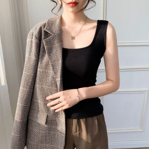 Black Strapless Vest Womens Inner Wear Spring New Style Cover Side Breast Square Collar Beautiful Back Design Women Outerwear