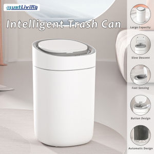 JustLiving อัตโนมัติอัจฉริยะ15L กระป๋องถังขยะเซนเซอร์ถังขยะอัจฉริยะสำหรับใช้ในบ้านอัจฉริยะตรวจจับการเปิดถังขยะอัจฉริยะกระป๋อง-สีขาวความจุมากถังขยะเปิดแบบไม่ต้องสัมผัส