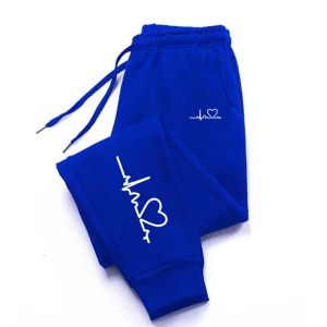 Womens Heart Print Sweatpants Casual High Quality Fitness Trousers Fashionable Baggy Warm PantsStreet Sport Jogging Daily Wear