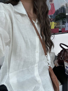 QIAONIAOGE | Loose Long Sleeve Linen Shirt Breathable Outerwear White Summer Korean Style Chic Top Trendy Sun Protection Fashion Workwear
