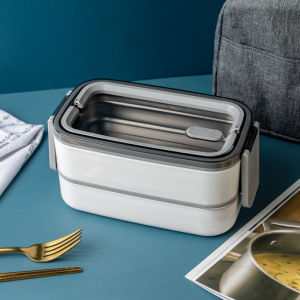 Specool® 304 Stainless Steel Lunch Box Bento Box Double compartment Portable Lunch Box Suitable for Microwave