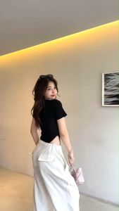 GABBY: บอดี้สูทผู้หญิงแขนสั้น บอดี้สูทเว้าเอวสูงโชว์เอว เว้าอก สาวอวบ แซ่บๆ ป้าย - ชุดเครื่องมือที่มีคุณภาพในรูปแบบที่สุด