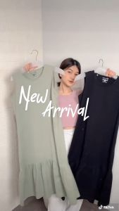 Zalmore Midi Dress Tanpa Lengan dengan Bahan Cotton Ruffle Premium