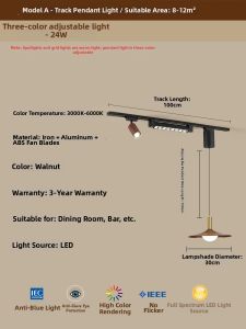 FANZHEN | Ceiling Fan Light Full Spectrum Eye Protection Track Lighting