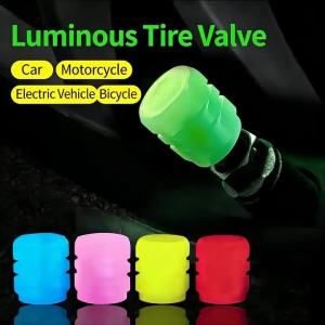 4PCS Luminous Valve Caps Car Fluorescent Tire Valves Cap Glow in The Dark Car Motorcycle Bike Wheel Plug Tyre Hub Cover Decor
