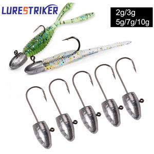 Lurestiker 2g 3g 5g 7g 10g 5pcs fishing lure jig lead head micro-object hook for mini soft worm lure drop shot root fish tackle