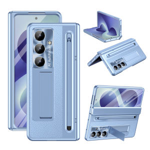 szhaiyu | PU Leather Glass Phone Case For Samsung Galaxy Z Fold 8 7 6 5 4  Fold8 Ultra Film Pen Slot with Pen Hinge Protection Cover