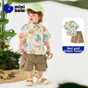 MINI BALA | Boys Breathable Linen Look Short Sleeve Casual Suit
