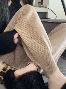 Thickened Soft Knit Harem Pants for Women High Waist Wide Leg Casual Style Ankle-Length Polyester Material Fall Winter Season