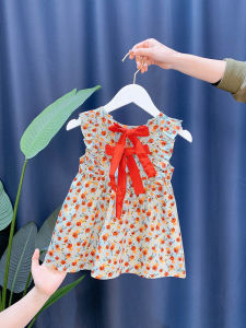 Princess Style Floral Print Girls Dress Korean Fashion Baby Clothes Childrens Summer Cotton Skirt Vest Dress Trendy Kids Outfits