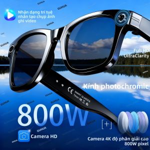 Kính Thông Minh Với Camera 8 Triệu Điểm Ảnh Nhận Diện Ảnh AI Quay Video Chống Nước Lọc Ánh Sáng Xanh Cho Mọi Ngôn Ngữ