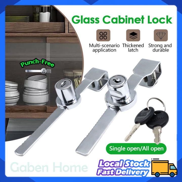 Glass Lock with Keys Sliding Window Showcase Lock Zinc Alloy