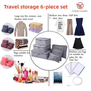 6pcs Travel Organizer Storage Bags Portable Travel Suitcases Organizer Travel Luggage Organizer Clothes Shoes Bag
