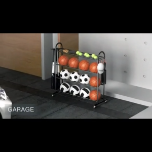 4 Layer Basketball Storage Rack Sports Balls Storage Rack with Wheels Heavy Duty Floor Standing Sports Equipment Storage Rack for Gym Living Room Stadium Space Saver