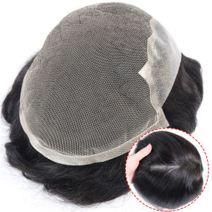 Q6 Base 6*8/ 6*9/ 7*10/8*10 Lace With PU Toupee Men Breathable Lace Front Mens Wig Human Hair Toupee Mens Replacement Systems