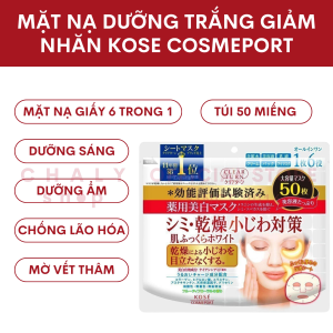 Mặt nạ dưỡng trắng – giảm nhăn Kose Cosmeport Clear Turn 50 miếng Nhật Bản