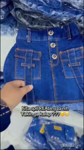 Rok span jeans pendek anak perempuan usia 1-12tahun bawahan rok anak model tali kantong