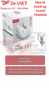 Máy Đo Huyết Áp Bắp Tay Yuwell YE650AR Có Giọng Nói Tiếng Việt Bluetooth Pin Sạc Màn Hình LED Chính Hãng Bảo Hành 5 Năm
