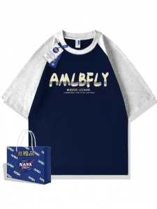 Color Block Patchwork Minimalist Printed Raglan T Shirt Cotton