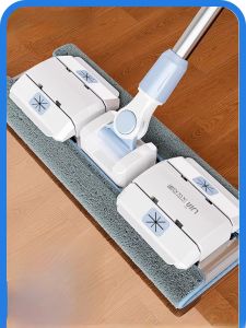 Double-Sided Flat Mop for Home Use Wet And Dry Cleaning Ultra-Fine-Fiber Cloth Stainless-Steel Pole Manual Drive Mop Broom