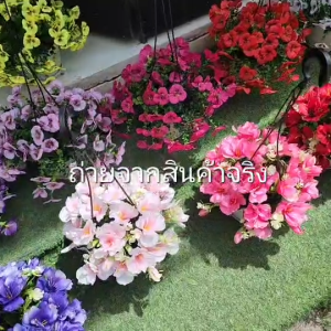 กระเช้าแขวนดอกไม้ประดิษฐ์ ดอกแพนซี่ ดอกมินิเดซี่ สวยเหมือนจริง น่ารัก #ตกแต่งบ้าน #ตกแต่งออฟฟิต #ตกแต่งร้านอาหาร #ดอกไม้