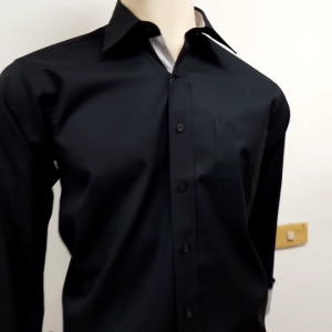 Alain Delon เสื้อเชิ้ตแขนยาวสีดำสุภาพ  ทรง BASIC