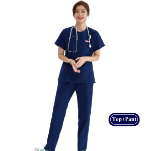 Zipper Nurse Uniforms Medical Scrubs Dental Assistant Nursing Suits Beauty Salon Workwear Pet Hospital V Neck Surgery Set 205
