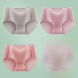 MiiOW | กางเกงชั้นในผ้าไหมน้ำแข็งไร้ตะเข็บสำหรับผู้หญิง กางเกงขาสั้นสามเหลี่ยมป้องกันแบคทีเรียระบายอากาศได้ดี กางเกงชั้นในผ้าฝ้ายแท้สำหรับฤดูร้อน