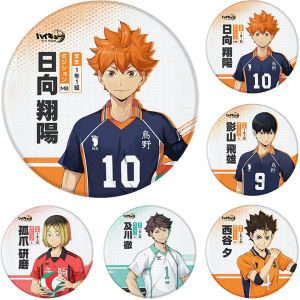 58mm Anime Haikyuu!! Tobio Kaqeyama Sugawara Koushi Cosplay COSTUME Badge Pin SPTE Tinplate Brooch Prop Gilf