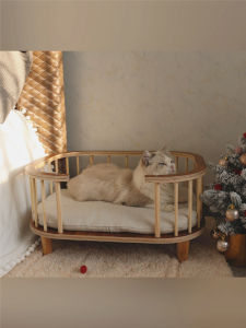 Nono Pet Waterproof Anti-Mold Wooden Furniture Bed for Cats And Dogs All-Season Off-The-Ground Nest Pad Bed Creative Home Decor