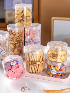 Transparent Plastic Bottle Empty Jar Cookie Storage Box round Storage Container Snack Preservation Sealable Tin for Kitchen