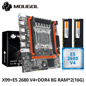 MOUGOL X99 Motherboard Kit with Intel Xeon E5 2680 V4 & DDR4 8Gx2 2133MHz Dual Channel RAM M.2 NVME for Desktop Gaming Computer