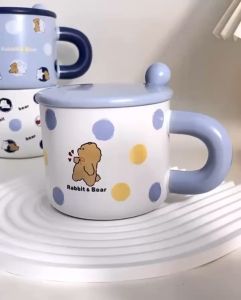 การ์ตูนคู่รักของขวัญถ้วยเซรามิกสุนัขน่ารัก วัสดุเซรามิก แก้วมัค แก้วน้ำชา แก้วกาแฟ สามารถมอบเป็นของขวัญได้ ความจุ 350 มล