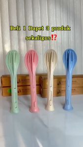 Beserta Dus Packaging SET ALAT MAKAN 3 in 1 TRAVELING PRAKTIS Protable SENDOK GARPU PISAU BAHAN Serat JERAMI Gandum Cocok Untuk SOUVENIR Warna Warni Pastel Cantik