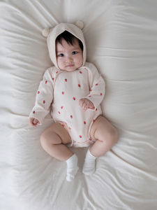 Pure Cotton A-Class Long Sleeve Baby Bodysuit for Boys And Girls One Month Old Spring Autumn Striped Triangle Romper