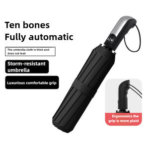 Portable 10 Bone Ribs Fully Auto Control Folding UV Protection Compact Travel Wind & Rain Resistance Large Size Rain Umbrellas