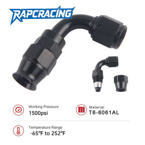 AN4/6/8/10 Straight 0°/45°/90°/180° Degree PTFE Oil Fuel Swivel Hose End Fitting Oil Hose End Adaptor Kit Black