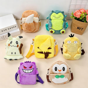 Takara Tomy | Mimikyu Gengar Plush Shoulder Bags 1pc Pokemon Pikachu Lucario Snorlax Psyduck Rowlet Toys Anime Peluche Small Capacity Bag Gift