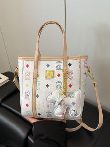 Fashionable Bucket Bag Womens Crossbody Handbag Single Shoulder Vegetable Basket Bag Soft Korean Style Printed PVC Material