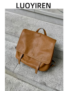 Sung Jia Tannery Goat Leather Messenger Backpack Large Capacity Commuting Casual Backpack New Model LuoYiRen Soft Leather Bag