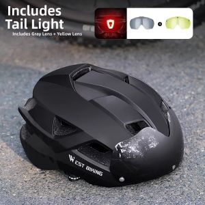 West Biking | Riding Safety Helmet With Visor Tail Light