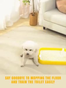 FOLOPETS ถาดรองฉี่สุนัข ห้องน้ำสุนัข ถาดรองฉี่สัตว์เลี้ยง ถาดฉี่สุนัข แบบมีเสา มีตะแกรงรองถาด สำหรับฝึกฉี่สุนัข ถาดรองฉี่สุนัข 2 ชั้น