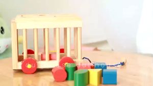 Đồ chơi xe cũi thả hình khối gỗ cao cấp đồ chơi xe kéo dây thả hình khối thông minh giáo dục cho bé