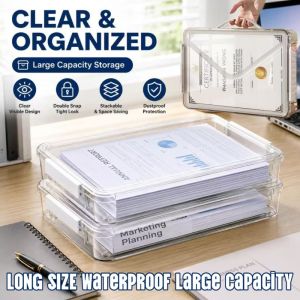 Long File Organizer Folder Document Organizer Clear File Box Paper Organizer With Handle Waterproof