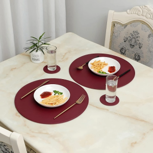 Stain Resistant Leather Table Mat Easy To Wipe Clean No Need For Washing Ideal For Busy Families And Commercial Dining Settings Table Mat