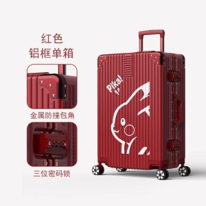 New 2025 Luggage Aluminum Frame Carry-On Suitcase Durable Travel Bag with Combination Lock Fashionable Trendy Polyester Lining