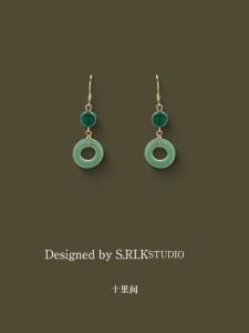 Sweet Green Earrings New Chinese Style Safety Buckle Ear Cuff Fashion Jewelry Alloy Plated Silver Gold Floral Design for Women