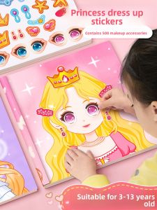 MONLEYTA | Princess Dress-Up Sticker Book Birthday Gift For Girls Ages 3-6 Educational Makeup Toy Childrens Intelligence Enhancement Book