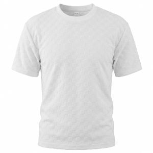 European and American summer mens heavy checkerboard loose round neck simple casual sports short-sleeved T-shirt