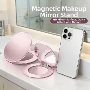 Magnetic Portable Phone Stand with HD Makeup Mirror